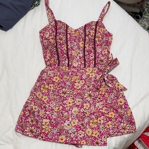 Pink Floral Romper Skort